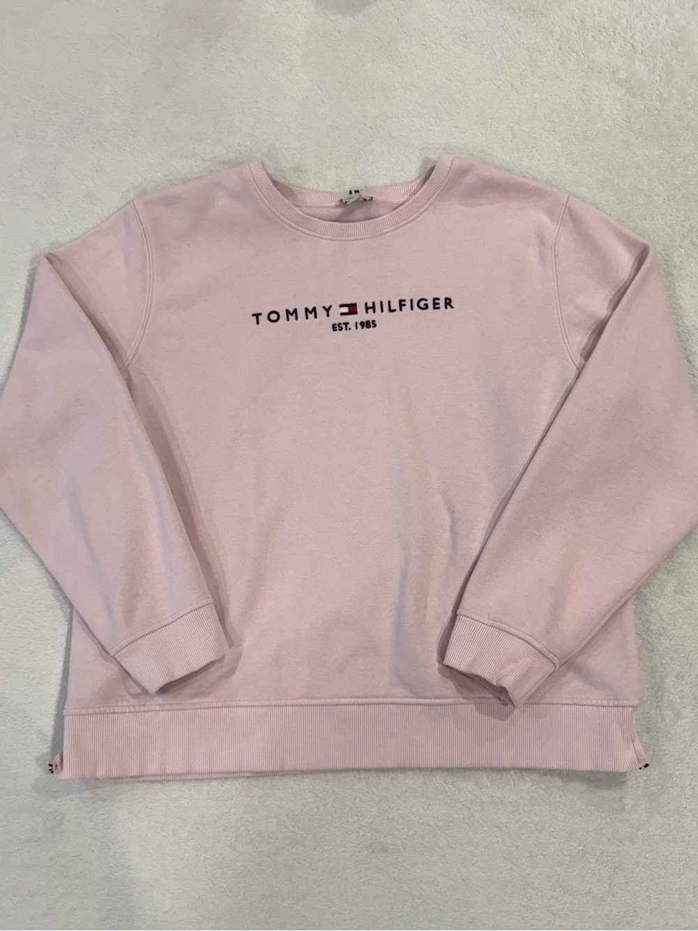 Tommy Hilfiger Light Pink Crewneck Logo Sweatshirt size large